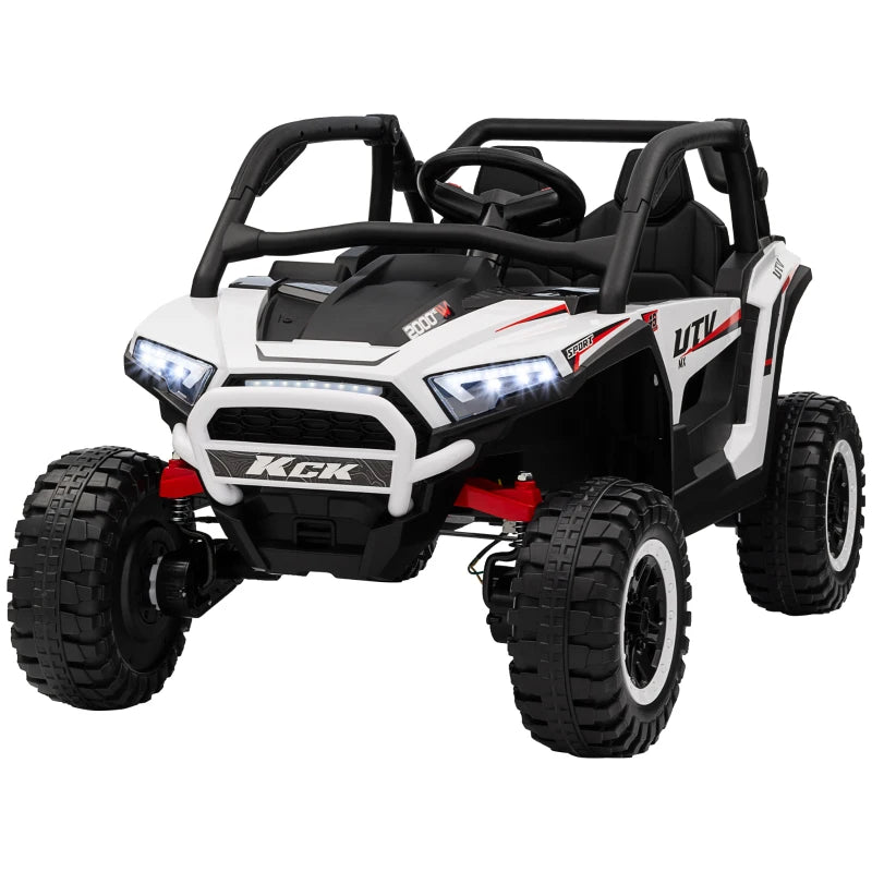 White 24V Kids Ride-On Truck – 2-Seater Electric Car with Remote, Suspension, 3 Speeds