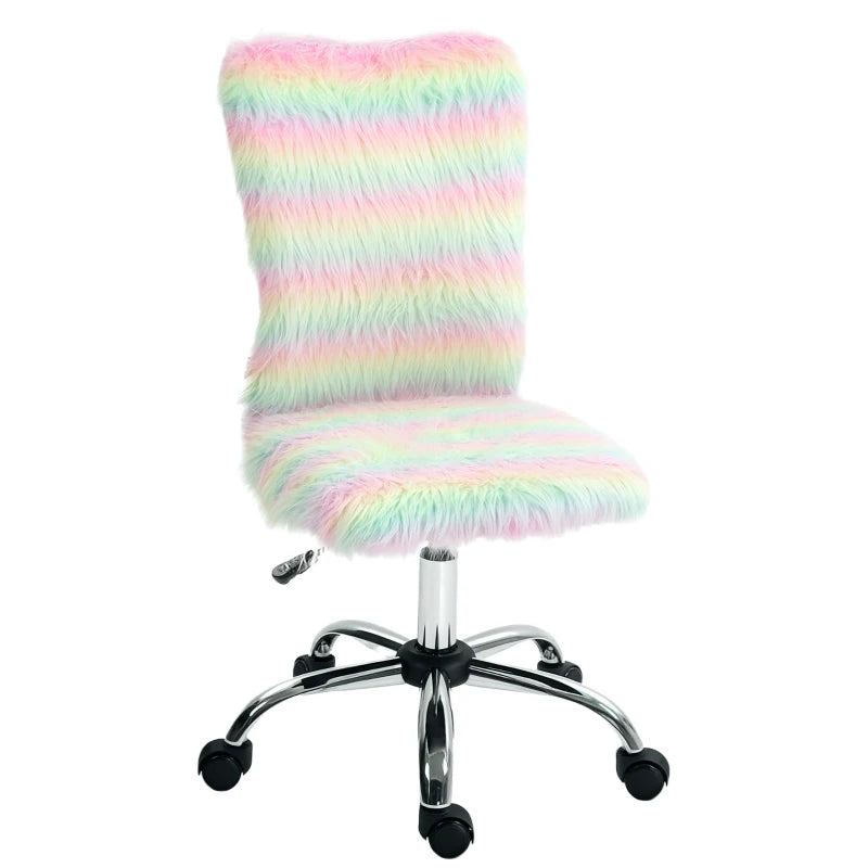 Fluffy Desk Chair – Armless, Adjustable Height, Unicorn Tone