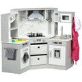 Realistic Play Kitchen Set with Water, Lights, Sounds, Apron & Chef Hat for Ages 3-6
