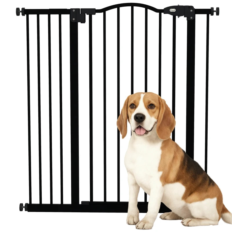 Black Pressure Fit Dog Gate 94cm High, Adjustable 74-94cm