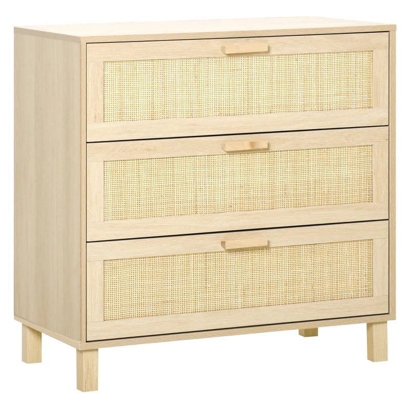 Boho Rattan Storage Chest – 3 Drawers for Bedroom, Living Room, Hall