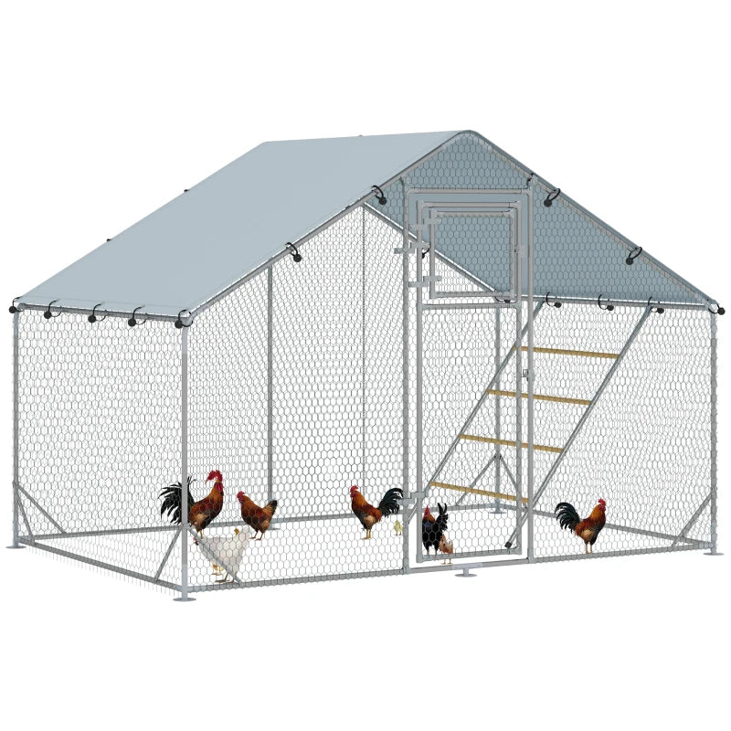 Walk-In Chicken Run with Cover & Feeder for 6-8 Poultry