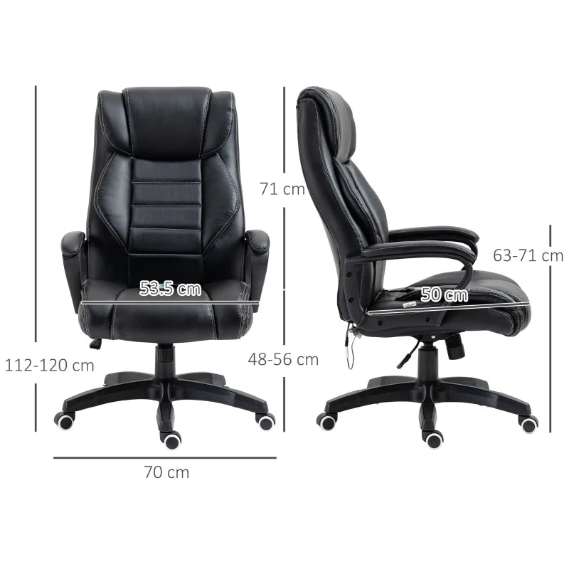Black Office Chair with 6-Point Massage – PU Desk Chair with Tilt & Padded Seat