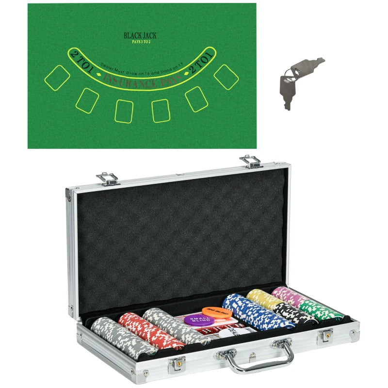300-Piece Poker Set with Mat, Chips, Cards & Dice