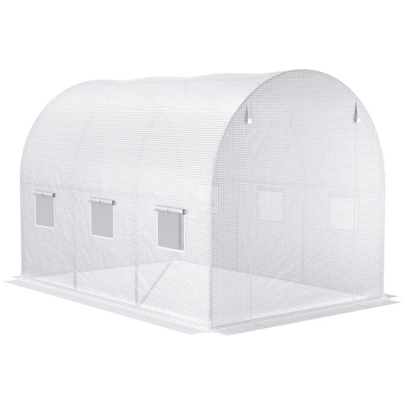 White Winter Garden Plant Cover for Polytunnel Greenhouse, 3x2x2m with Roll-up Windows