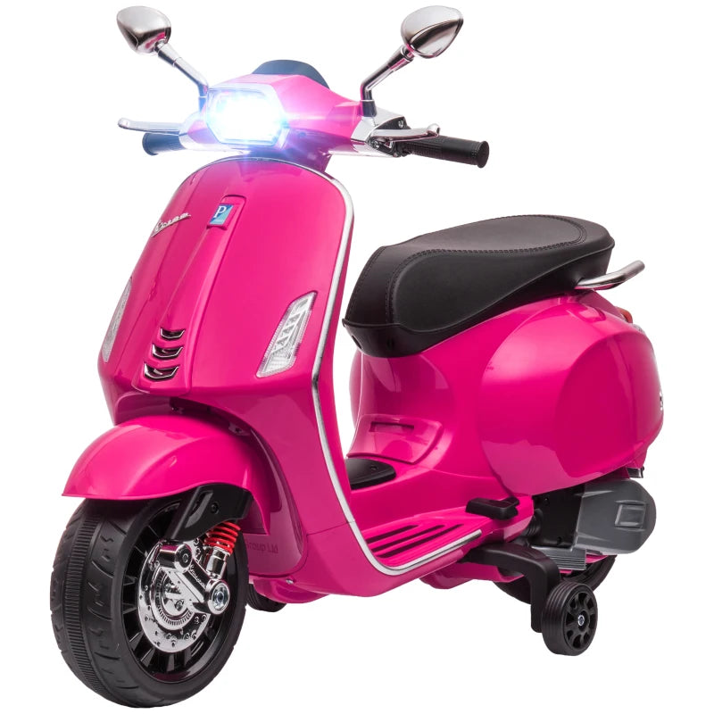 Kids 12V Vespa Licensed Electric Motorbike with FM Radio, Music & Headlights – Pink
