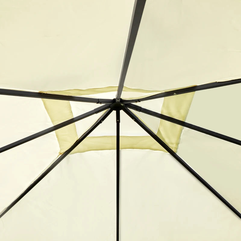 Cream Patio Garden Gazebo Marquee with Steel Frame and Water Resistant Canopy, 3x3m