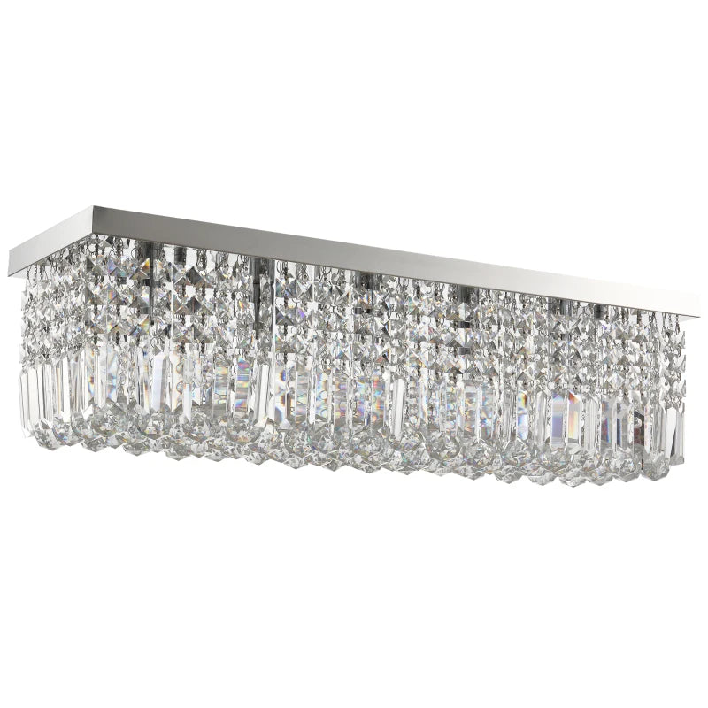 Silver Crystal Chandelier, Modern E14 Ceiling Light, 80x25x23cm