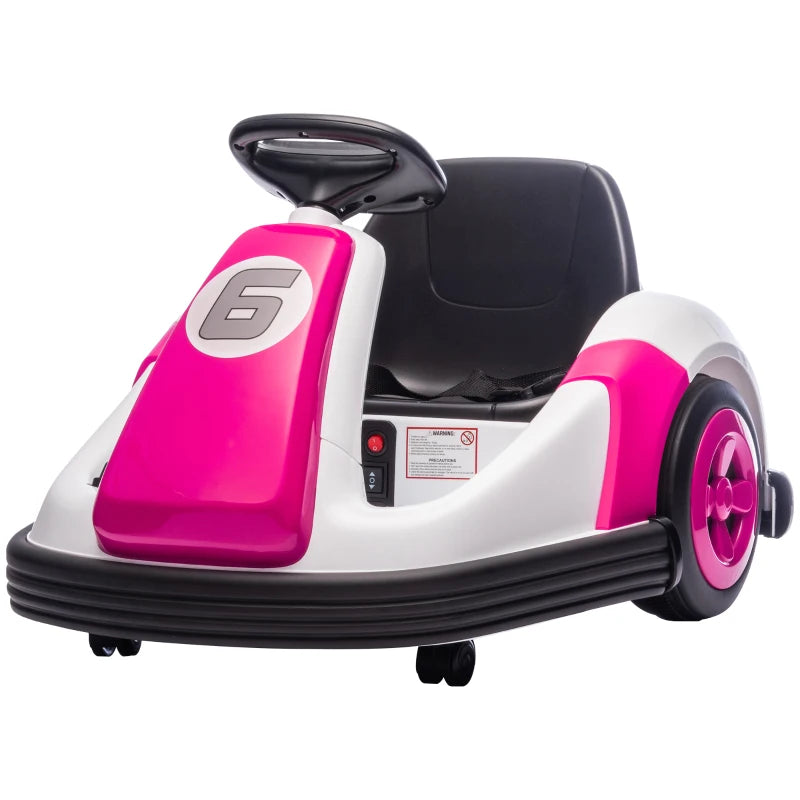 Pink 6V Electric Bumper Car for Kids 3-8 with 360° Spin, Music & Horn Features