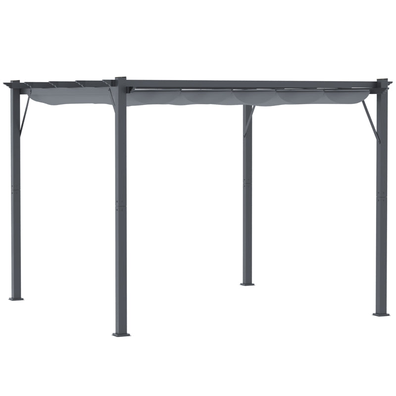 Stylish Grey Gazebo with Retractable Roof, Aluminum Frame for Outdoors, 3 x 3m