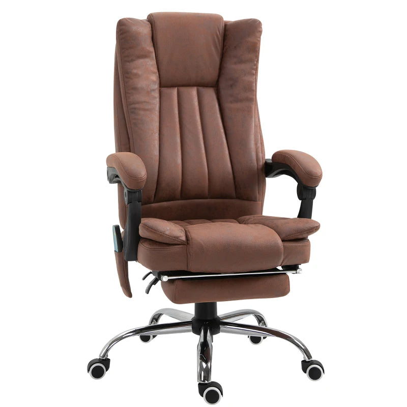 Reclining Computer Chair with Footrest, Massage & Heat – Brown