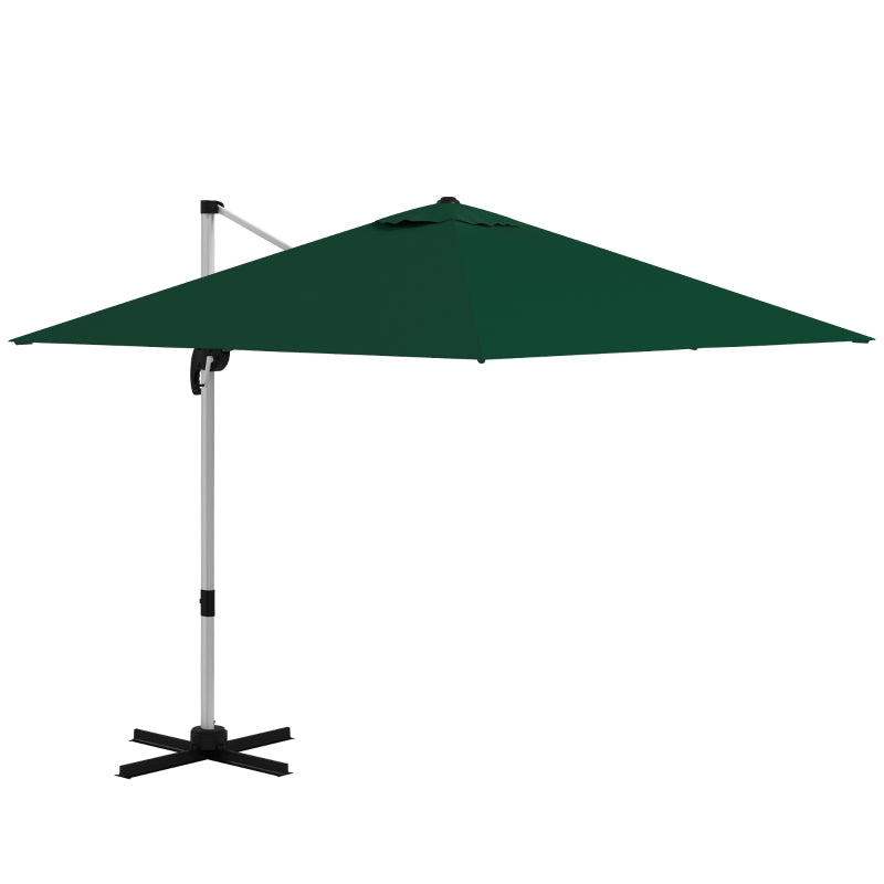 Square Garden Parasol with Five Adjustable Canopy Positions, Cantilever Design – Green