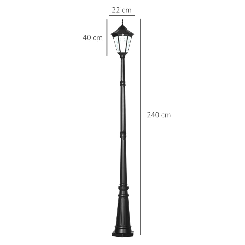 Solar LED Garden Lamp Post Light with PIR Sensor for Lawn, Pathway, and Driveway – 2.4m