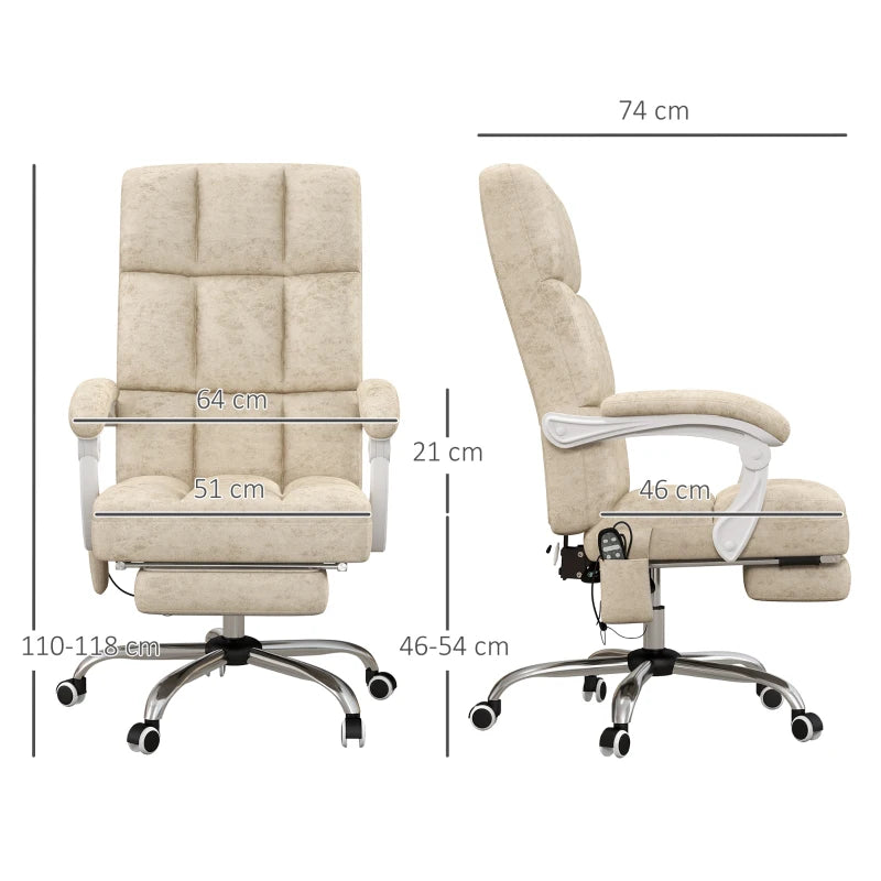 Comfy Office Chair – Beige, Heat, Massage & Recline