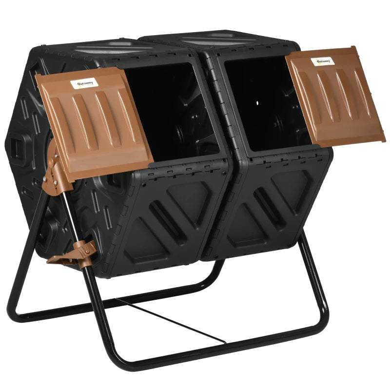 Efficient 130L Double Chamber Composter for Fast Organic Waste Breakdown – Black