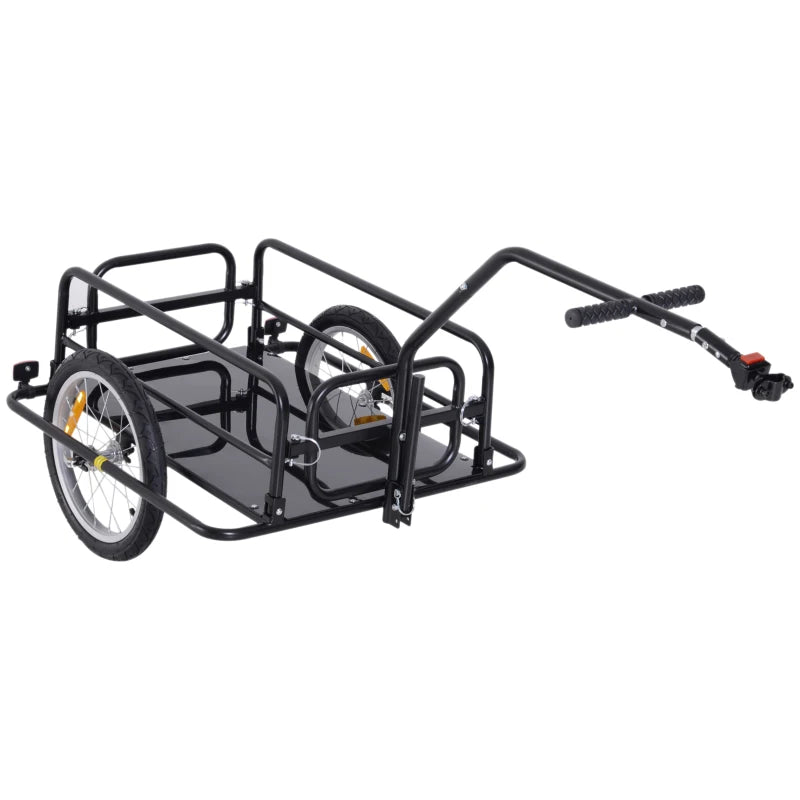 Bike Cargo Trailer – Steel Storage Cart with Hitch, Black