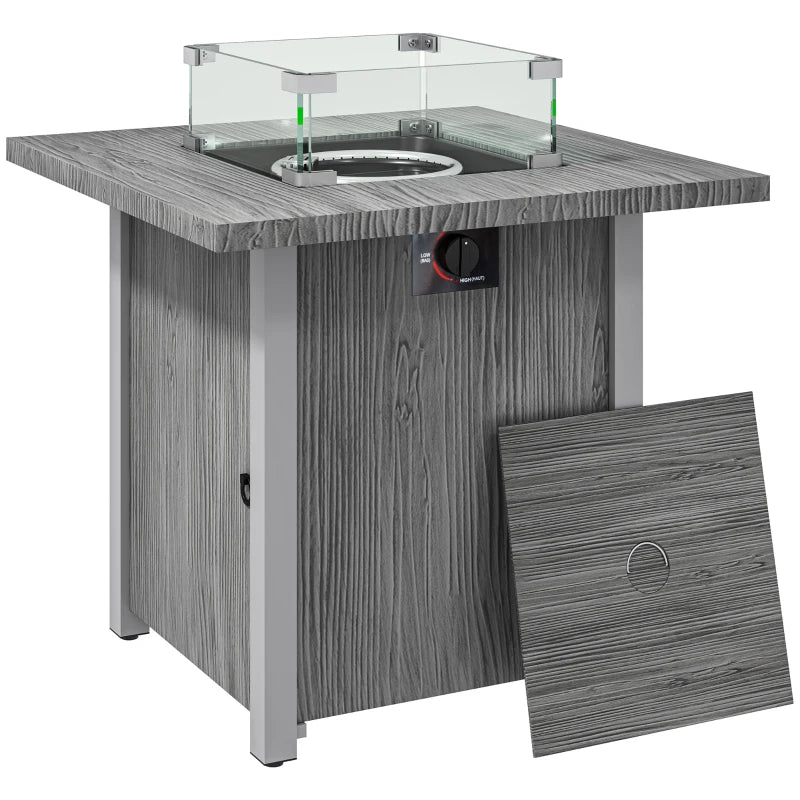 Patio Gas Fire Pit Table 50,000 BTU with Cover, Dark Grey Outdoor Heater