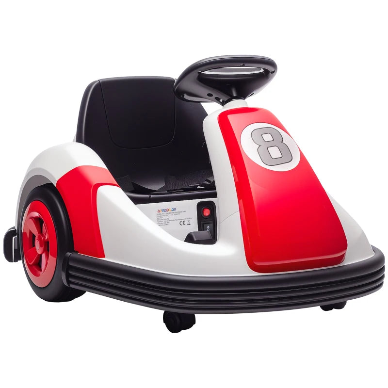 Electric 6V Kids Bumper Car with 360° Spin, Music, Horn – Ride-On for Ages 3-8, Red