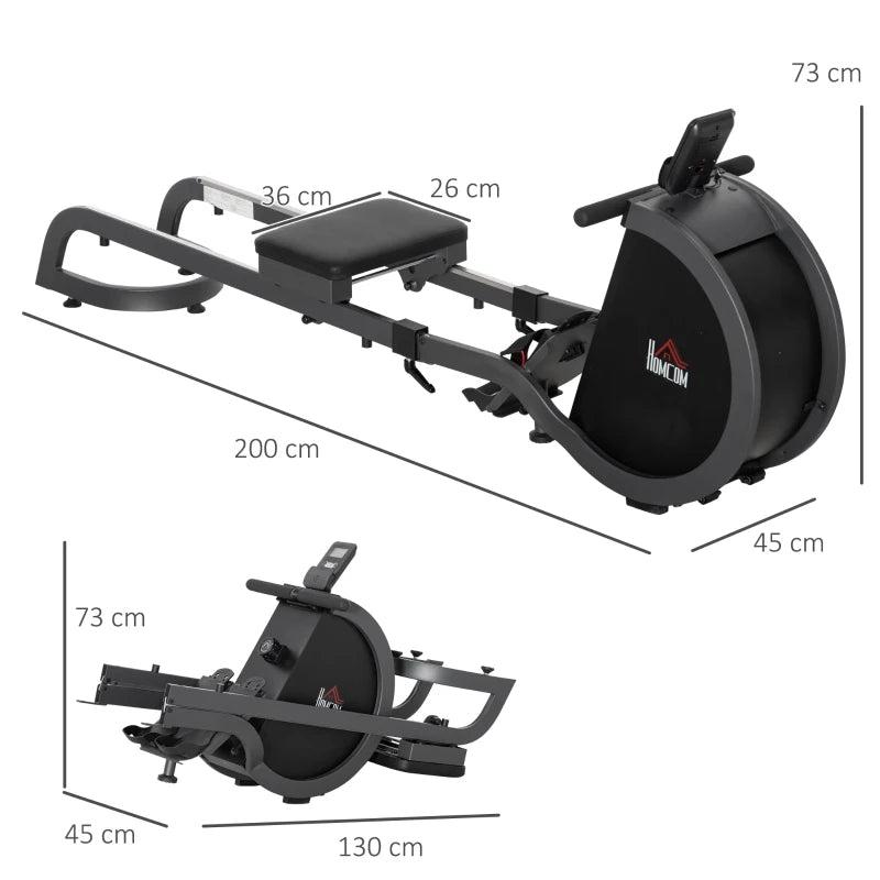 Foldable Rowing Machine – Aluminium Rails & Cardio Monitor
