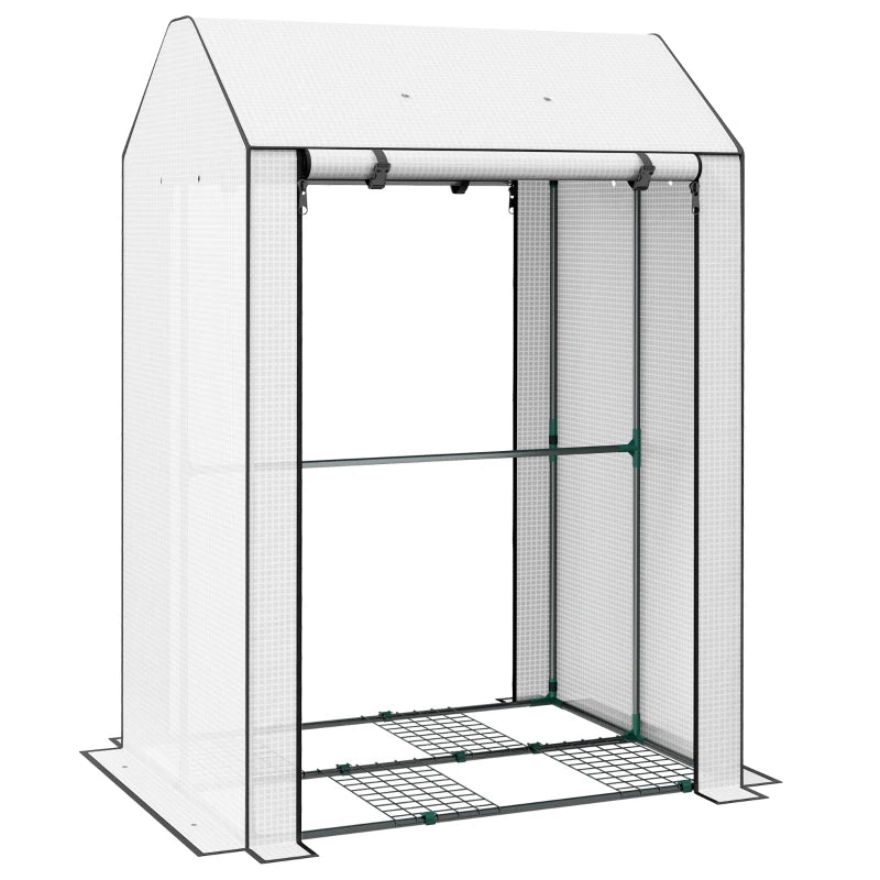Mini Greenhouse with 4 Shelves & Roll-Up Door, Portable Grow House for Plants, 100x80x150 cm
