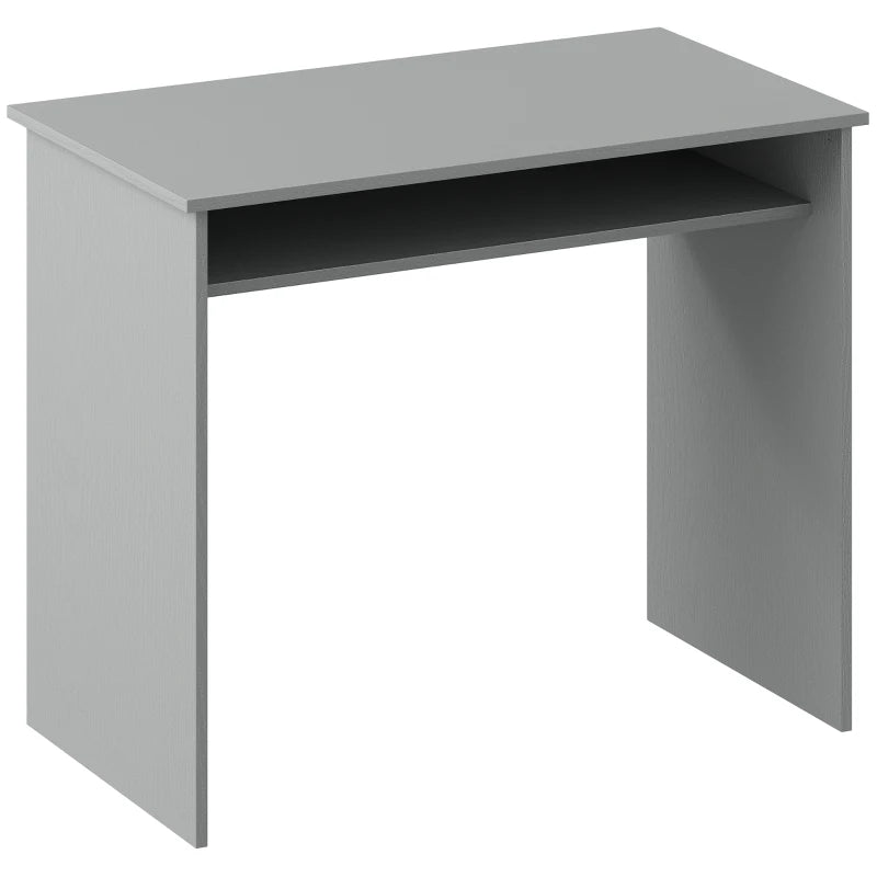 Home Office Desk – Modern 90x50cm Table with Storage Shelf, Grey