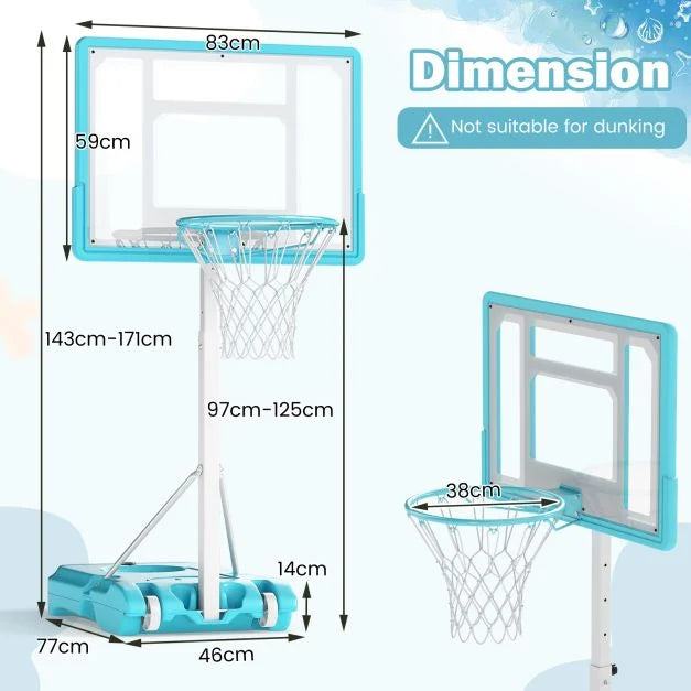 Pool Basketball Hoop with 83cm Shatterproof Backboard