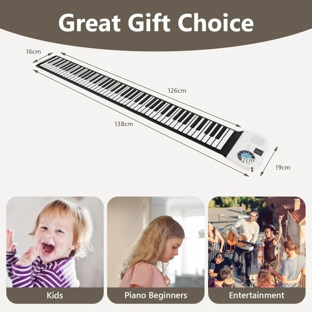 Portable 88-Key Roll Up Electronic Piano for Kids and Beginners