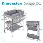 Baby Changing Table with Foldable Design, Wheels, and Adjustable Height