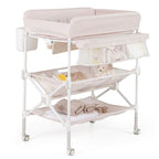 Baby Changing Table with Foldable Design, Wheels, and Adjustable Height