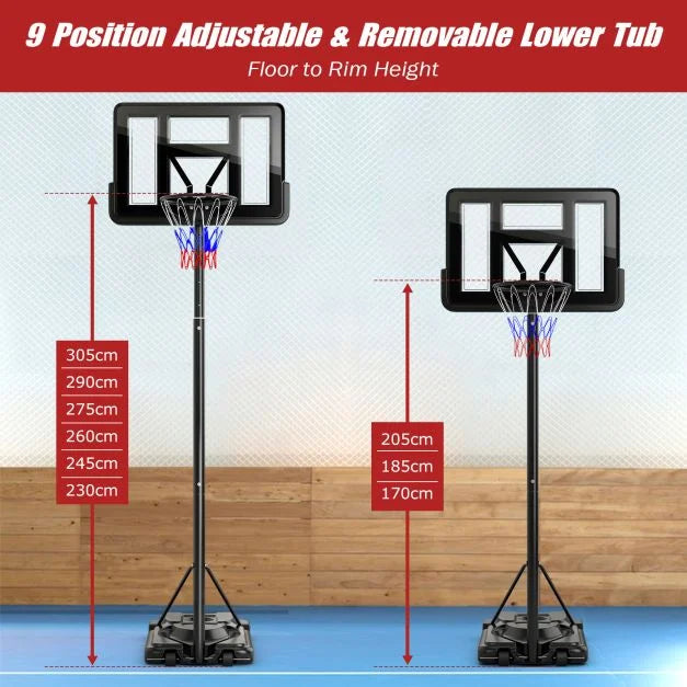 5.5–10FT Height-Adjustable Basketball Goal with 9 Positions