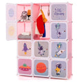 12-Cube Kids Wardrobe with 2 Clothes Hanging Sections – Portable