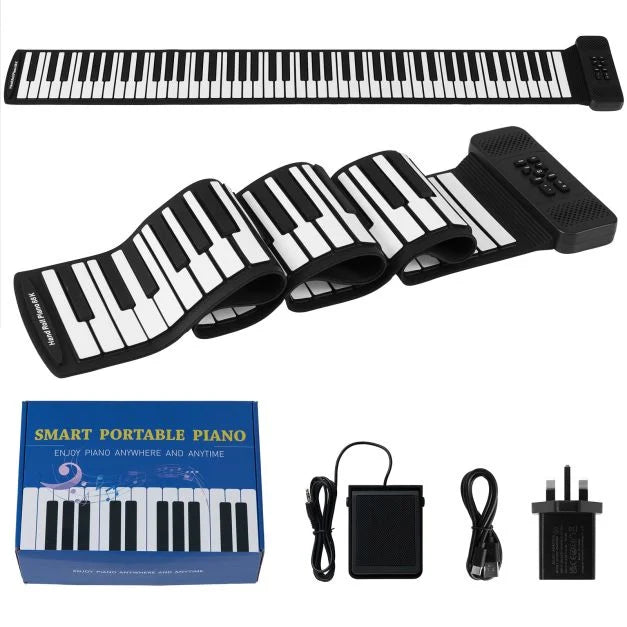 Hand Roll-Up Portable Piano Keyboard with 128 Built-In Rhythms