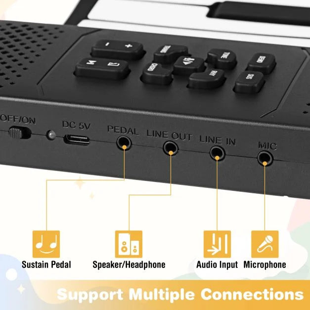 Hand Roll-Up Portable Piano Keyboard with 128 Built-In Rhythms