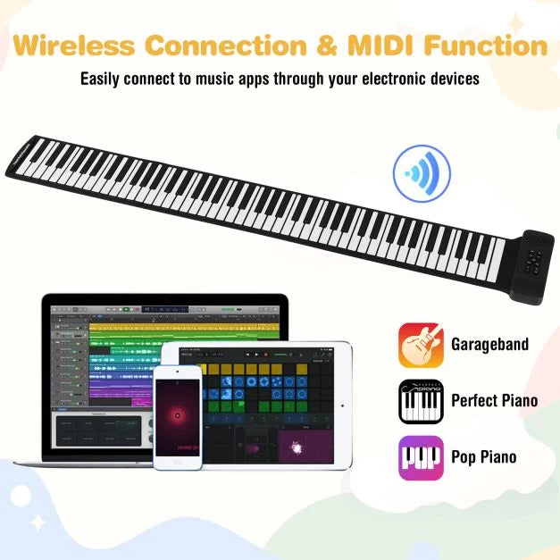 Hand Roll-Up Portable Piano Keyboard with 128 Built-In Rhythms