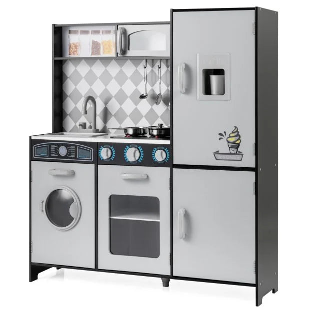 Kids Pretend Play Kitchen Set with Cooking Stove & Ice Maker Toy