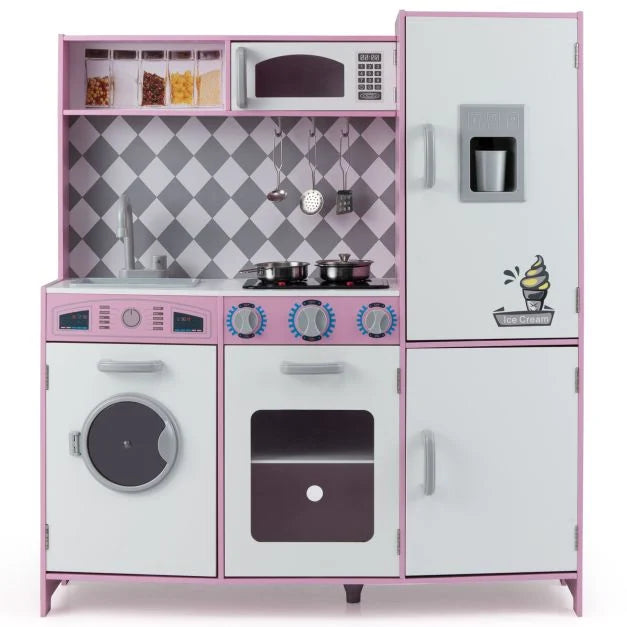 Kids Pretend Play Kitchen Set with Cooking Stove & Ice Maker Toy