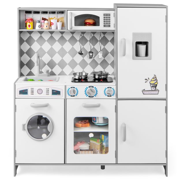 Kids Pretend Play Kitchen Set with Cooking Stove & Ice Maker Toy