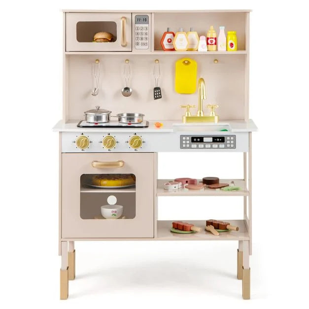Kids Kitchen Playset with Realistic Stove, Oven, Faucet, Lights, and Sounds