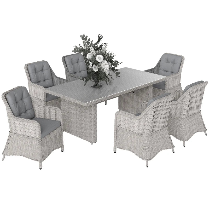 Mixed Grey 7-Piece Rattan Dining Set for Patio and Garden