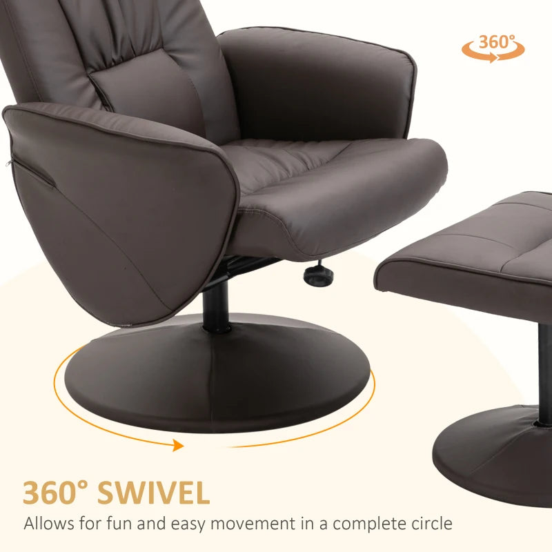 Brown Recliner Armchair with Footrest – High Back Lounge Chair
