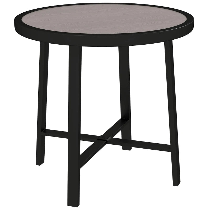 Small Round Balcony Table with Grey Wood-Effect SPC Top & Anti-Slip Base – 50.5cm