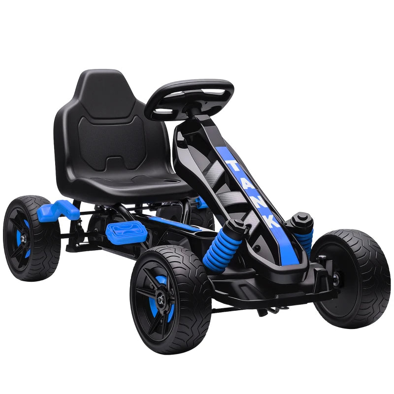 Pedal Go Kart for Kids 3-6 Years Freewheel System, Brake & EVA Anti-Slip Wheels Blue
