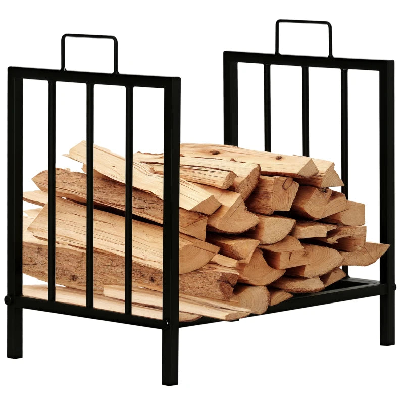 Durable Metal Firewood Log Holder with Handles for Indoor and Outdoor Use