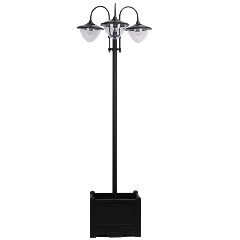 Solar Street Light Post with Planter and 3 Heads – Auto-On LED Lighting, 189cm