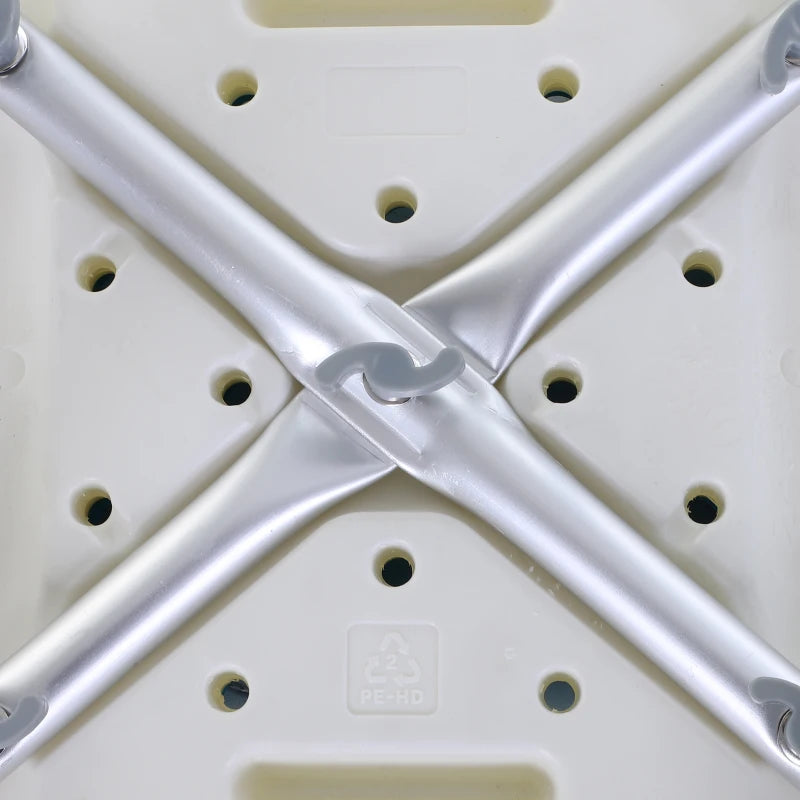 Blue Shower Stool, Adjustable Aluminium Frame, Non-Slip Design