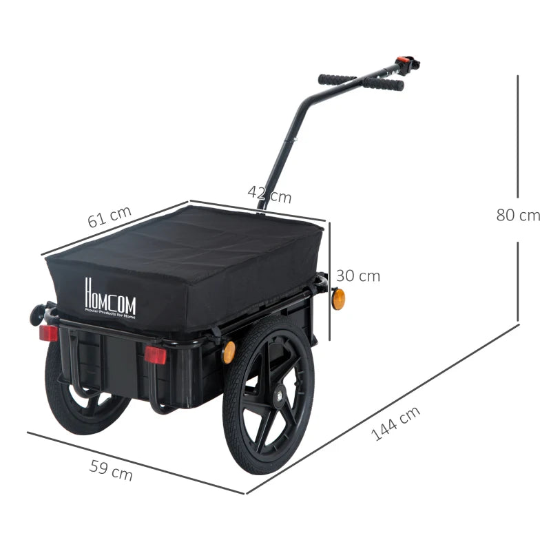 Cargo Trailer Bike Stroller – Black Utility Trolley with Wheels