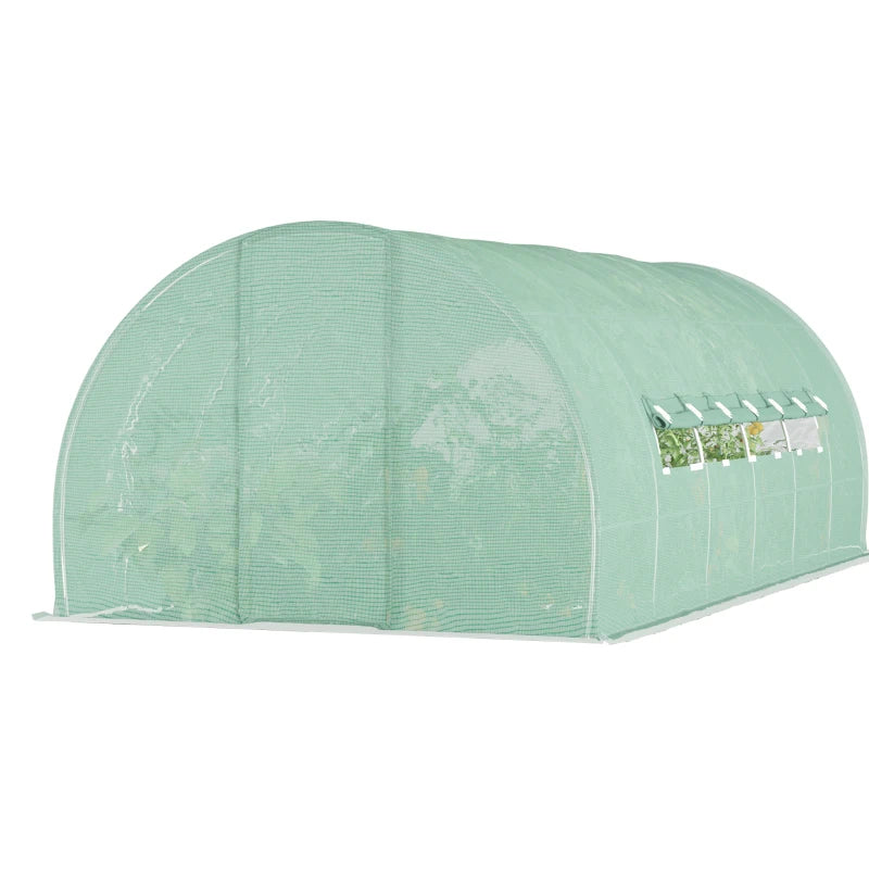 Durable Walk-In Polytunnel Greenhouse with Metal Hinged Door & Galvanised Steel Frame Green (3x6m)