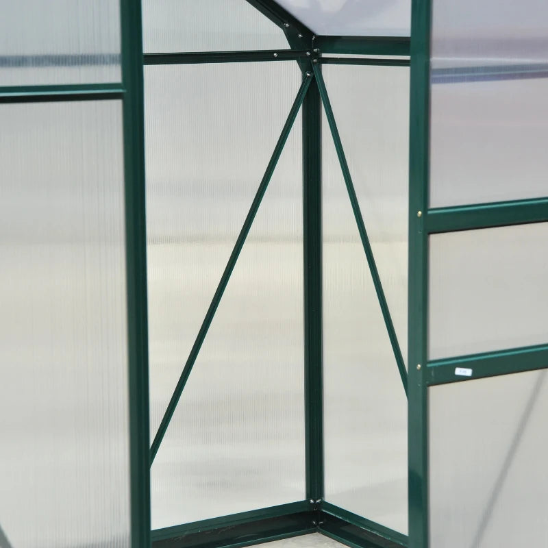 Durable Polycarbonate Walk-In Greenhouse with Sliding Door, Window & Foundation, Green, 6x4ft