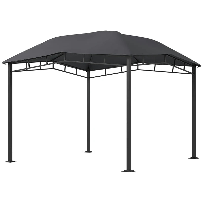 Sturdy Steel Frame Outdoor Gazebo Pavilion with Sunshade Canopy Tent, Grey 3x3m