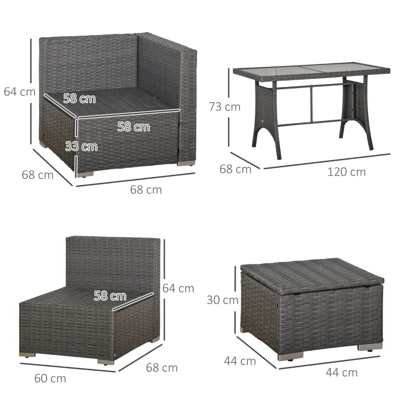 Spacious 9-Seater Rattan Corner Sofa Dining Set with Comfortable Cushions